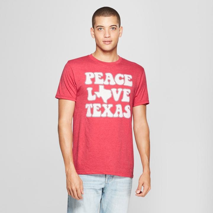 Men's Short Sleeve Peace Love Texas Graphic T-shirt - Awake Red