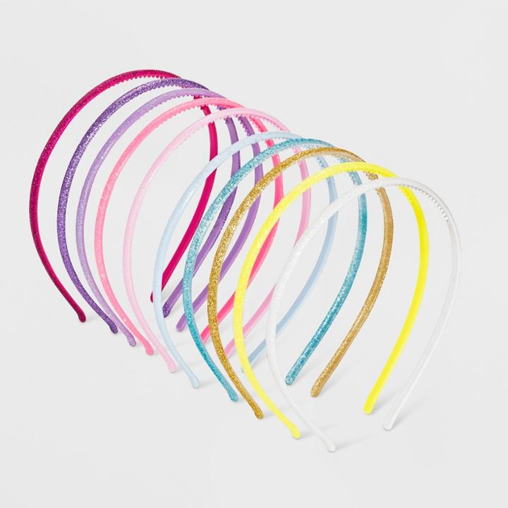 Girls' 10pc Skinny Headbands With Glitter Finish - Cat & Jack,