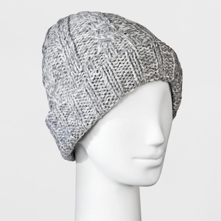 Women's Cable Fleece Lining Knit Beanie - Universal Thread Gray