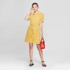 Women's Printed Short Sleeve Collared Dress - A New Day Yellow