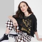 Women's Ascot + Hart Wildcats Cropped Short Sleeve Graphic T-shirt - Black Xxs