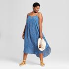 Women's Plus Size Floral Print Pleated Front Strappy Dress - Universal Thread Blue X