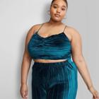 Women's Plus Size Slim Fit Cinched Front Velvet Tiny Tank Top - Wild Fable Blue