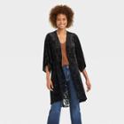 Women's 3/4 Sleeve Velour Duster Top - Knox Rose Black