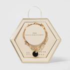 Boxed With Onyx Semi-precious Stone Chain Link Bracelet - A New Day Black, Women's