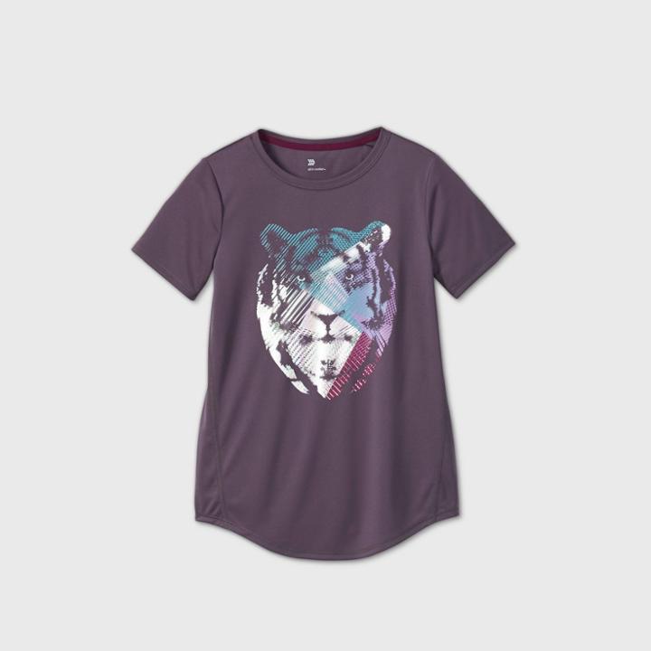 Girls' Short Sleeve Shine Tiger Graphic T-shirt - All In Motion Dusty Purple