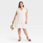 Women's Plus Size Short Sleeve Peasant Dress - Knox Rose White