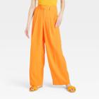 Women's High-rise Wide Leg Fluid Pants - A New Day Orange