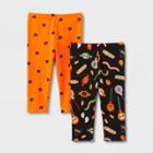 Toddler Girls' Adaptive Halloween Capri Leggings - Cat & Jack Black/orange