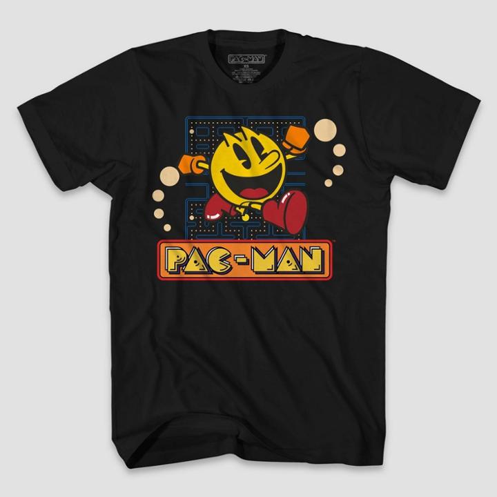 Namco Men's Pac-man Retro Game Screen Short Sleeve Graphic T-shirt - Black S, Men's,