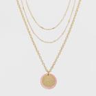 Target Coin And Disc Short Necklace - A New Day Pink/gold