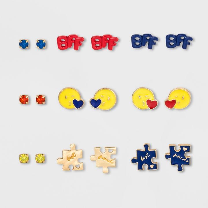Girls' Puzzle Piece Bff Earrings - Cat & Jack One Size,