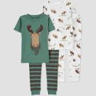 Carter's Just One You Toddler Boys' 4pc Striped And Moose Pajama