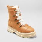 Girls' Willa Zipper Slip-on Lace-up Combat Shearling Style Boots - Art Class Cognac