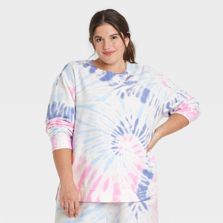Women's Plus Size Tie-dye Sweatshirt - Ava & Viv Blue X