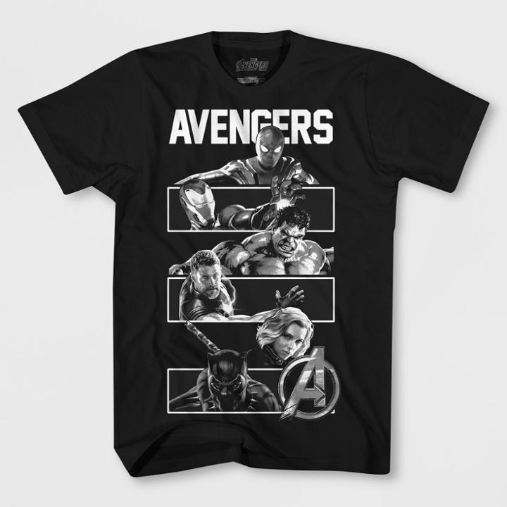 Marvel Boys' Avengers Panels Short Sleeve T-shirt - Black