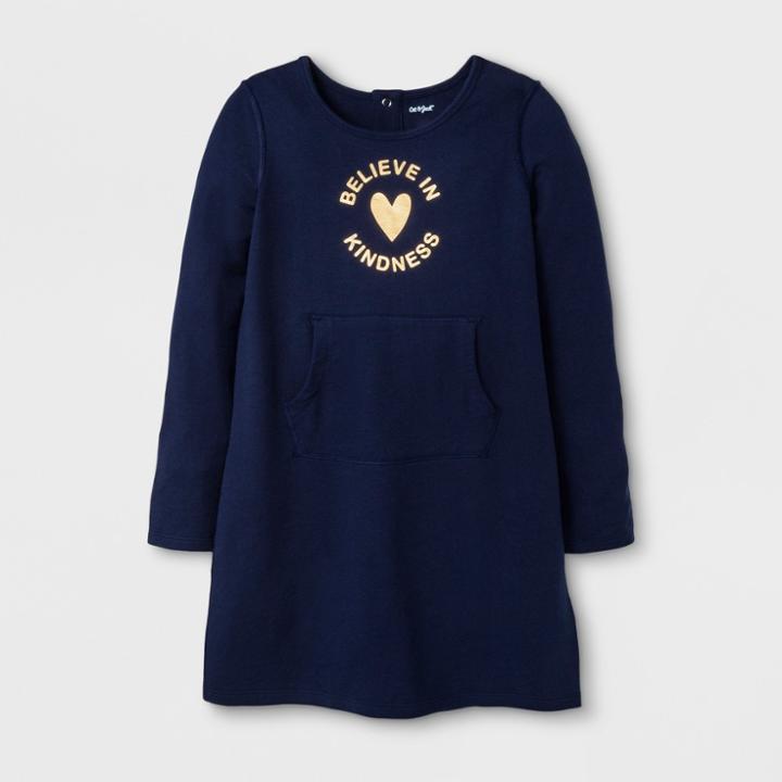 Girls' Adaptive Believe In Kindness Dress - Cat & Jack Navy Xs, Girl's, Blue