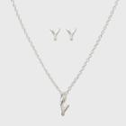 Sterling Silver Initial Y Earrings And Necklace Set - A New Day Silver, Girl's,