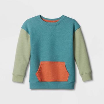 Toddler Boys' Colorblock Kanga Pocket Fleece Pullover Sweatshirt - Cat & Jack Green