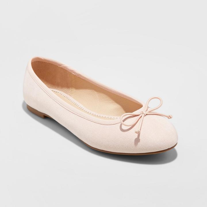 Women's Wide Width Hope Elastic Band Round Toe Mary Jane Ballet Flats - A New Day Mochaccino 8w,