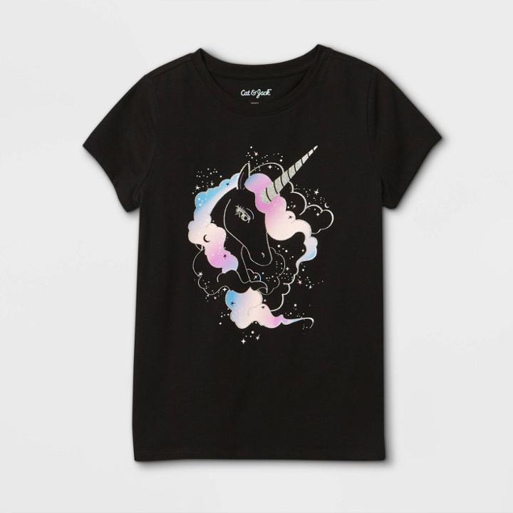 Girls' 'celestial Unicorn' Short Sleeve Graphic T-shirt - Cat & Jack Black