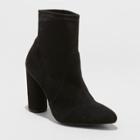 Women's Norma Microsuede Wide Width Cylinder Heeled Bootie - A New Day Black 8w,
