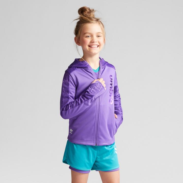 Umbro Girls' Printed Tech Fleece Full Zip Hoodie - Purple