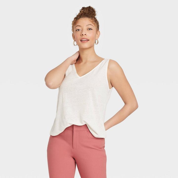 Women's Linen Tank Top - A New Day Cream