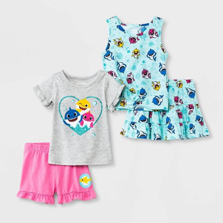 Nickelodeon Toddler Girls' 4pc Baby Shark Top And Bottom