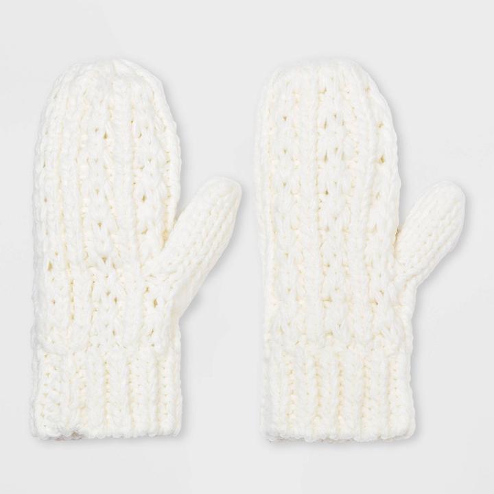 Women's Hand Knit Lined Mittens - Universal Thread Cream, Ivory