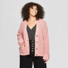 Women's Plus Size Long Sleeve Ribbed Cardigan - Who What Wear Pink X