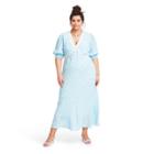 Plus Size Floral Puff Sleeve Lace Inset Swing Dress - Rixo For Target Blue