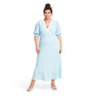 Plus Size Floral Puff Sleeve Lace Inset Swing Dress - Rixo For Target Blue