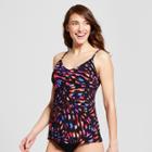 Women's Over The Shoulder Tankini Top - Aqua Green Multi Xl,