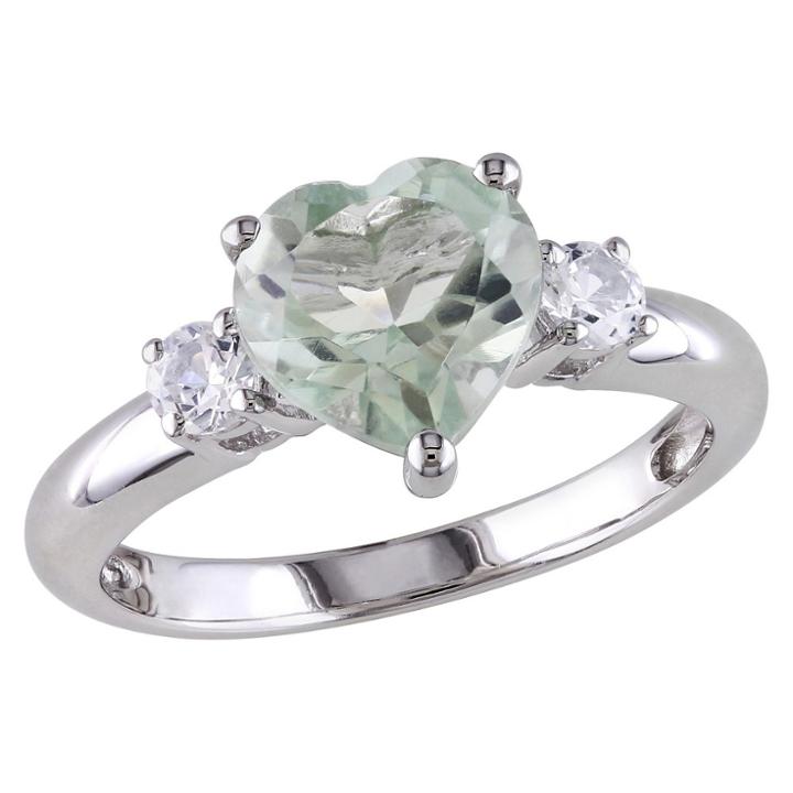 Allura 1.65 Ct. T.w. Heart Shaped Amethyst And .3 Ct. T.w. Simulated Sapphire Ring In Silver