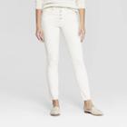 Women's High-rise Button Fly Fray Hem Skinny Jeans - Universal Thread Cream