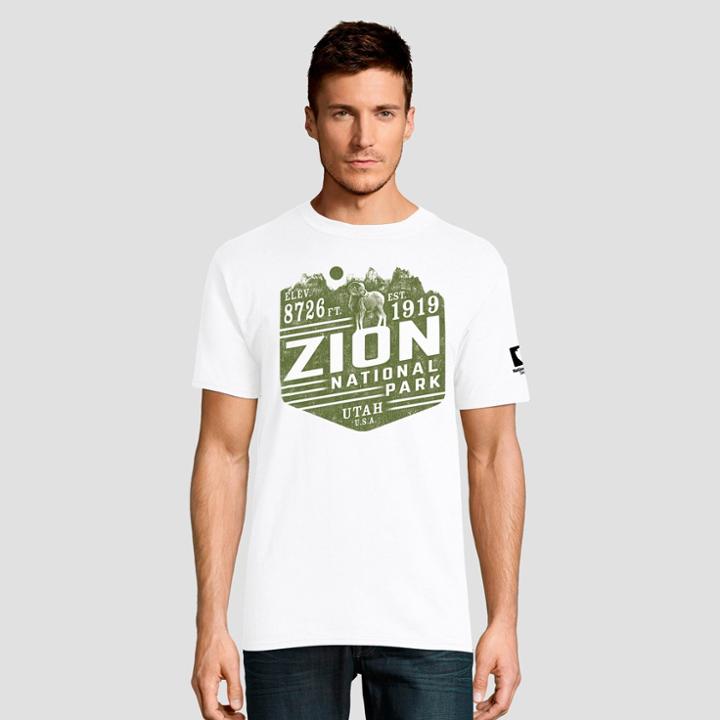 Petitehanes Men's Short Sleeve National Parks Zion Graphic T-shirt - White