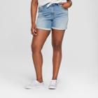 Women's Plus Size Rolled Up Hem Boyfriend Jeans Shorts - Universal Thread Medium Wash