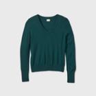 Women's V-neck Pullover Sweater - A New Day Dark Green