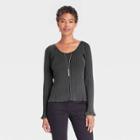 Women's Slim Fit Long Sleeve Ribbed T-shirt - Knox Rose Black