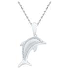 Target Diamond Accent Round White Diamond Prong Set Dolphin Pendant In Sterling Silver (18 Ij-i2-i3), Women's