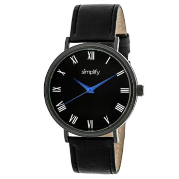 Target Simplify The 2900 Men's Leather Strap Watch - Black