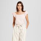 Women's Short Puff Sleeve Bardot Top- Who What Wear Pink