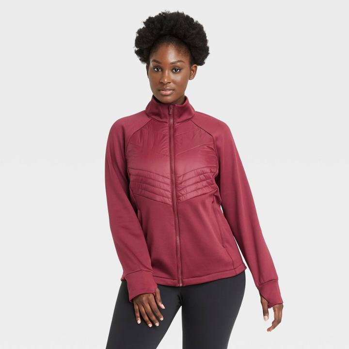 Women's Hybrid Puffer Jacket - All In Motion Rich Maroon