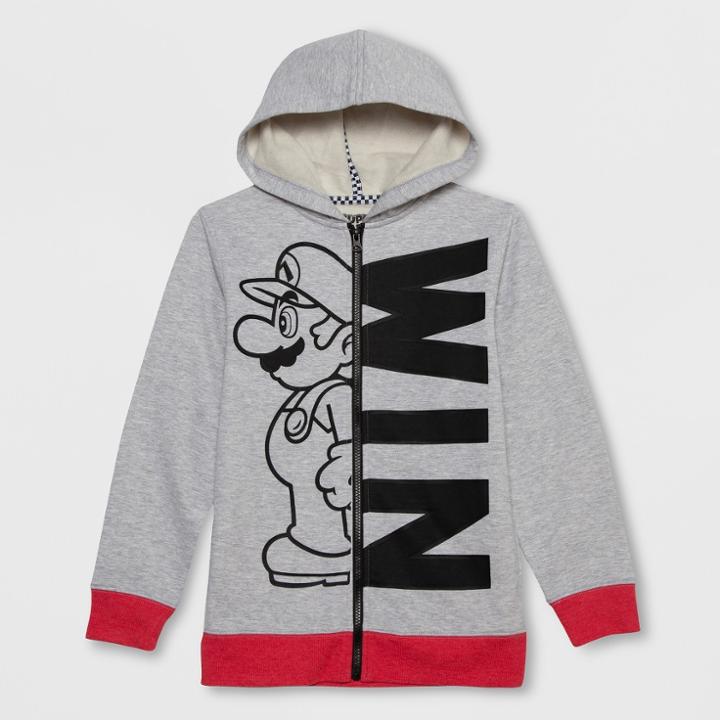 Boys' Super Mario Zip-up Hoodie - Gray