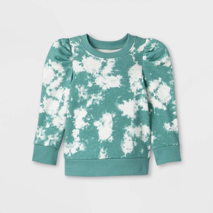 Grayson Mini Toddler Girls' Tie-dye Puff Sleeve Fleece Pullover - Blue