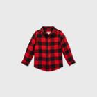 Toddler Boys' Buffalo Check Flannel Long Sleeve Button-down Shirt - Cat & Jack Red