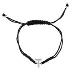 Target Silver Plated Crystal Wrap Bracelet With Initial T - Black, Women's