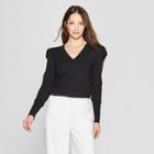 Women's Long Puff Sleeve Pullover Sweater - Prologue Black