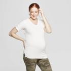 Maternity Short Sleeve Lace Trim T-shirt - Isabel Maternity By Ingrid & Isabel Cream Xl, Women's, White